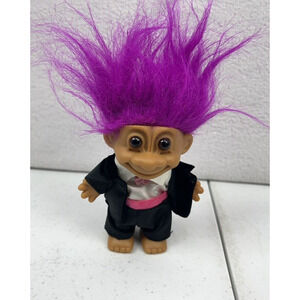 Russ‎ Troll Doll Groom Wedding Tuxedo Troll Doll with Purple Hair Vintage